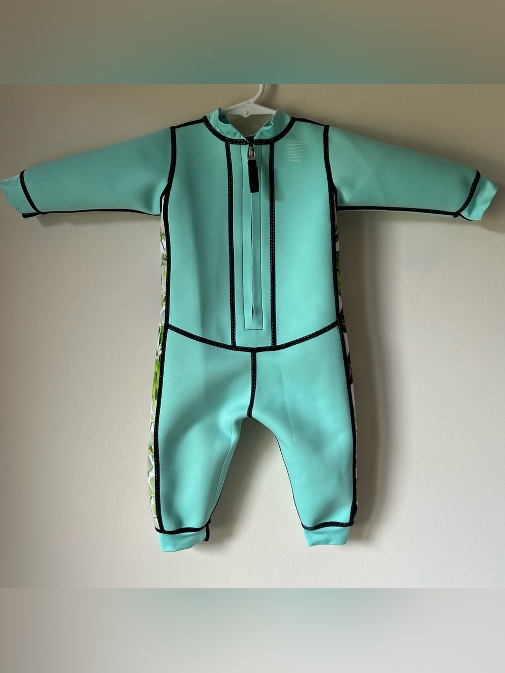 Aquajoy Warmsy Reversible Wetsuit Sea Green Tropical Print Neoprene SPF 12-24 mo - Picture 6 of 12